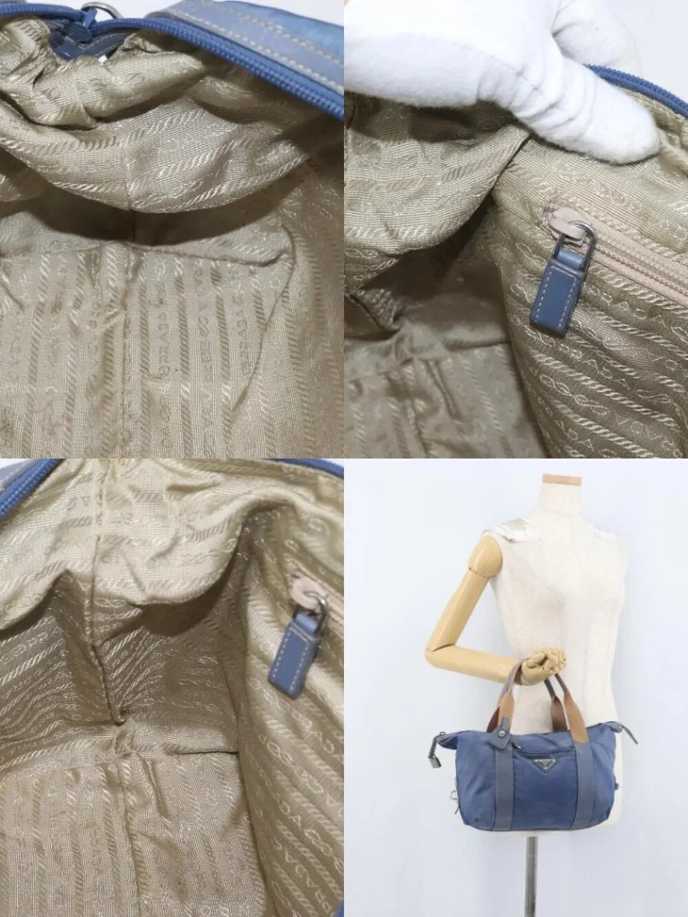 PRADA Hand Bag Nylon Blue Silver Auth mr2051 - Picture 14 of 15